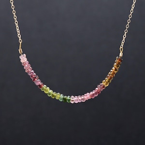 Multi tourmaline Necklace, watermelon tourmaline necklace, Rainbow, Sterling Silver, Gold Filled, October Birthstone, October birthday gift