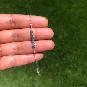 Raw Diamond Necklace | Dainty, Minimalist | Gold Filled or Sterling Silver or Rose Gold Filled| Blue diamond | April Birthstone