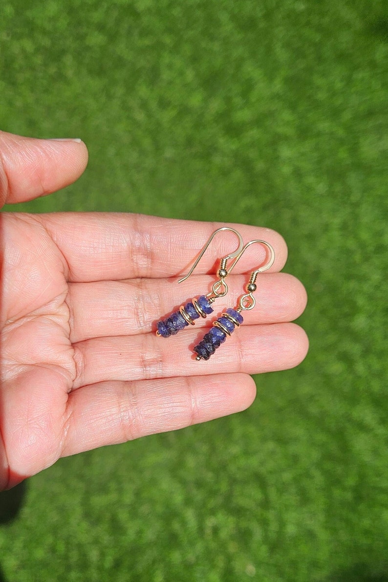 Sapphire Earrings, Sapphire Dangle Earrings, September Birthstone, 14K ...