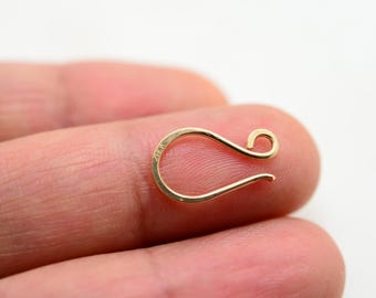 Cierre de gancho y ojo de oro macizo de 14 quilates TINY: Conector de joyería forjado a mano
