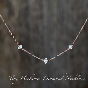 14K Gold Filled Herkimer Diamond Choker, Herkimer Diamond necklace, April month Birthstone, available in Sterling Silver & Rose Gold Filled