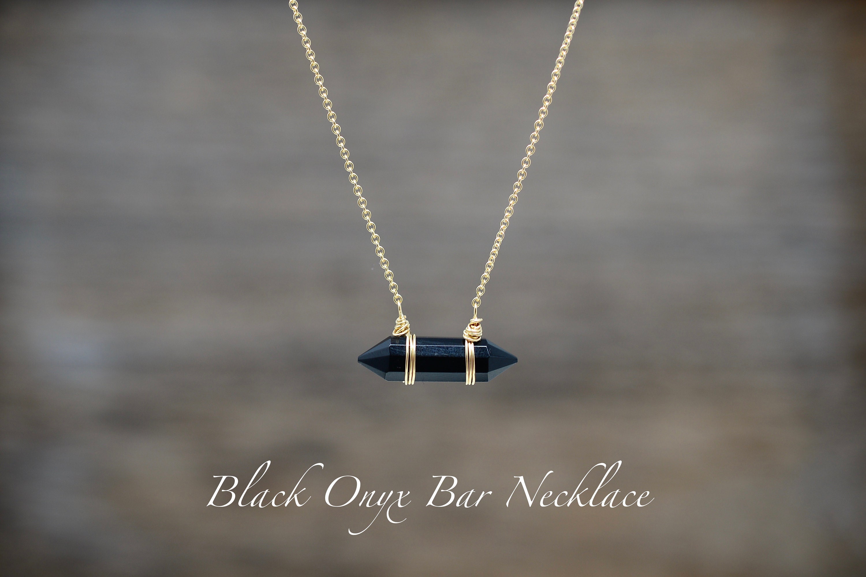 black onyx bar necklace