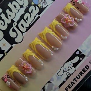 Yellow and Pink French Tip Summer Nails