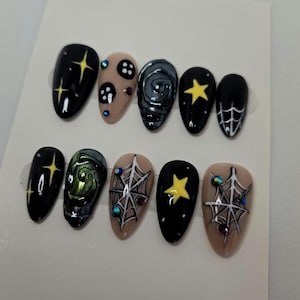 Coraline Inspired Press on Nails (Short Almond)