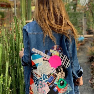 Custom Patchwork Denim Jacket • Oversized 90s Fit • Handmade • XS–3XL
