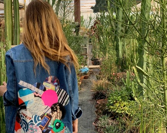 Custom Jean Jacket, Patchwork Denim Jacket, Quilted Jacket Handmade, Denim Jacket for Women, 80s clothing Custom Jean Jacket, Patchwork Denim Jacket, Quilted Jacket Handmade, Denim Jacket for Women, 80s clothing