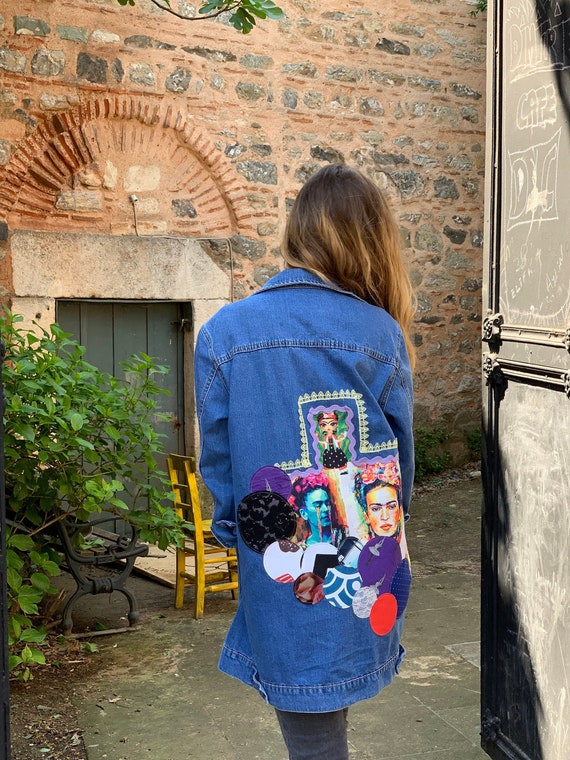 oversized embellished denim jacket