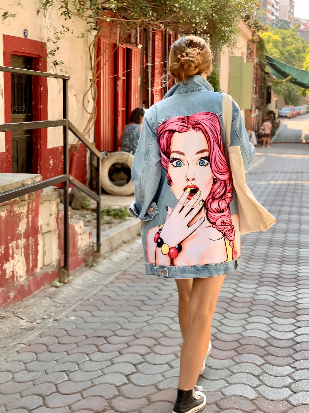 Giacca di jeans da donna, giacca di jeans lunga oversize