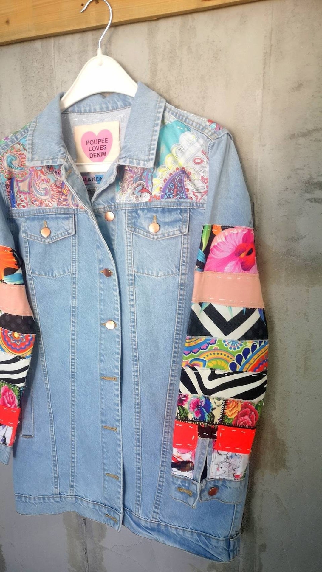 Women's Patchwork Denim Jacket, Woman Clothing, Wearable Art and Design ...