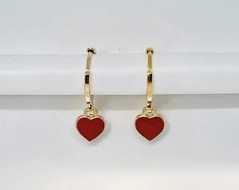 Valentine jewelry Valentine earring heart gold finish chain HEART EARRINGS 1306HO gold trim on heart heart jewelry red glass hearts