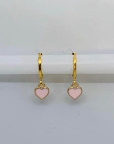 Pink heart earrings // 18k gold plated earrings