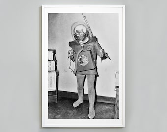 Martian Man Print, Man From Planet X, Alien Life, UFO, Mars Attacks, 1951, Black and White Photo, Museum Quality Print, Wall Art