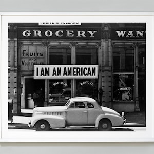 I Am An American Print, Dorothea Lange Photograph, 1942, Vintage Photo, American Patriotism, Immigrants, Museum Quality Photo Art Print