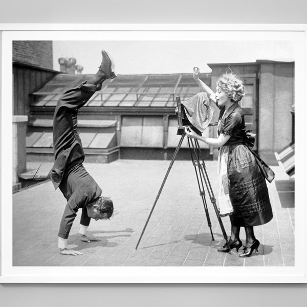 Vintage Hollywood Handstand Print, 1920's Wall Art Print, Mary Pickford, Black and White Vintage Photo, Museum Quality Print