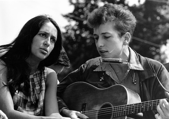 Bob Dylan and Joan Baez Print, March on Washington Protest