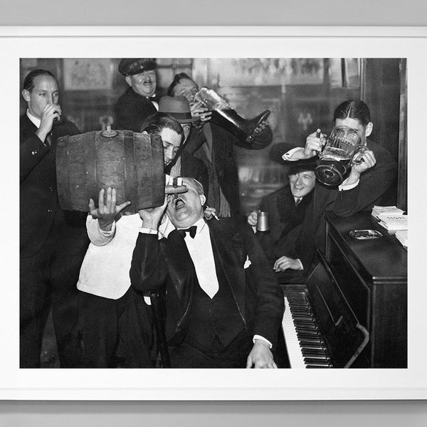 Beer Drinking Bar Print, Prohibition Era Pub Art, Speakeasy Alehouse Wall Decor, Black and White Vintage Photo, Home Bar Poster