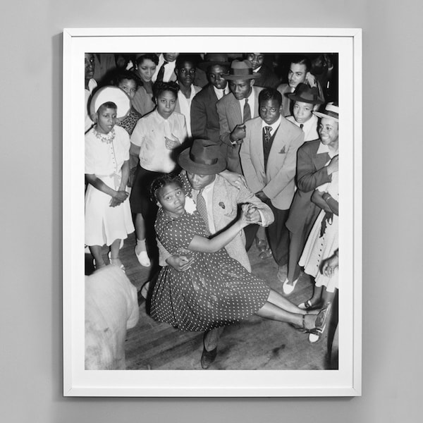 Stampa di danza jazz club, storia afroamericana, foto d'epoca in bianco e nero, 1938, stampa fotografica di qualità museale