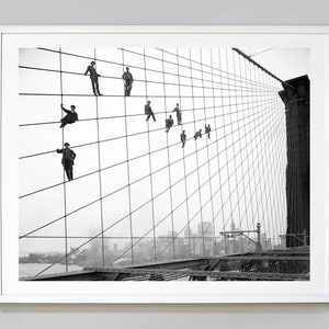 Brooklyn Bridge Print, Painters On The Brooklyn Bridge, New York City,  Vintage Photography, Museum Quality Photo Art Print, Wall Art