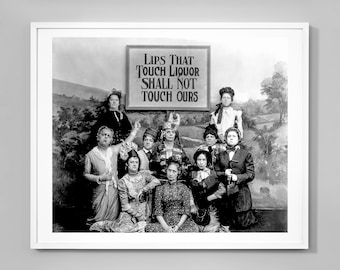 Lips That Touch Liquor Print, Prohibition, Alcohol, Bars And Drinking, Wall Art Print, Black and White Vintage Photo, Bar Decor