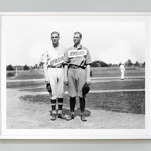 Democrats VS Republicans Print, Political Baseball, 1918, Political Wall Art Print, Black and White Vintage Photo, Museum Quality Print