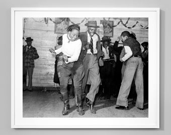 Jitterbug Print, Juke Joint Dance, 1939, Histoire afro-américaine, style vintage, art mural, photo en noir et blanc, impression de qualité muséale