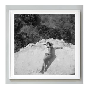 Swimsuit Print, Beach Print, Mid Century Fashion, Bikini Model, Beach House, Black and White Vintage Photo, 1946, Museum Quality Art Print