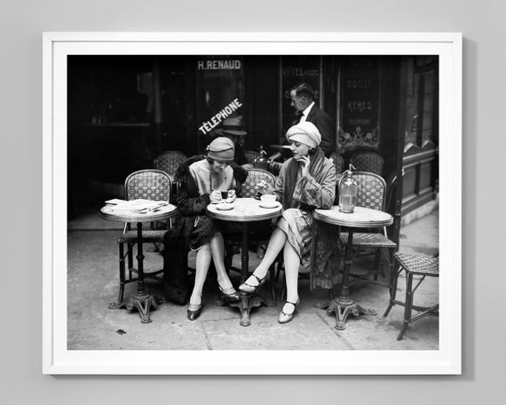 French Cafe Girls Print, 1920's Flapper Girls, Vintage Paris Cafe
