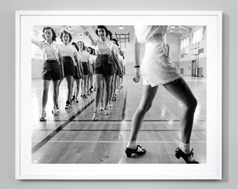 Girls Tap Dancing Vintage Photo Print, Dance Print, Girls Dance Class, Black and White Vintage Photography, 1942, Museum Quality Photo Print