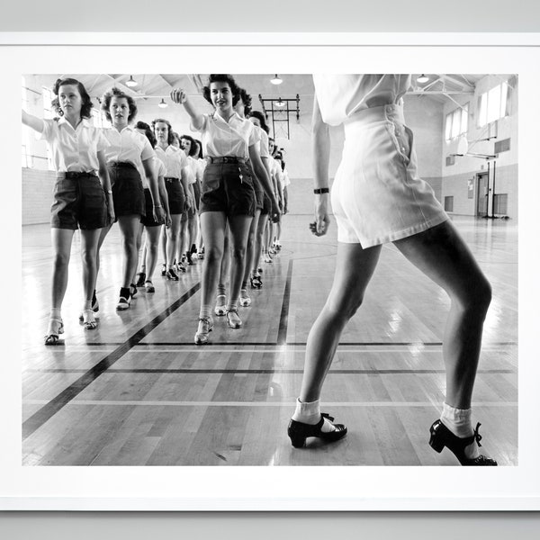 Girls Tap Dancing Vintage Photo Print, Dance Print, Girls Dance Class, Black and White Vintage Photography, 1942, Museum Quality Photo Print