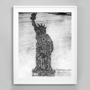 Menselijk Vrijheidsbeeld Print, 18000 Mensen Vorm Vrijheidsbeeld, 1918, Zwart-wit Foto, Museum Kwaliteit Photo Art Print