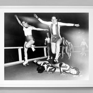 Roller Derby Print, vintage Women’s League Roller Derby, Roller Skaters, 1950, vintage Photo, Wall Art, Museum Quality Photo Art Print