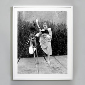 Dancer Reading Print, Actress Kicking Leg Up on Camera Reading a Book, Charlotte Greenwood, Vintage Photo, Wall Art, Black and White Decor