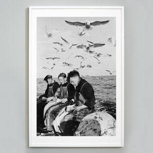 Fishermen Photo Print, Fishing Boat, Black and White Vintage Photography, Museum Quality Art Print