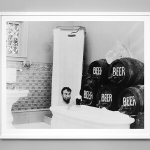 Drinking Beer In The Bathtub Print, Keg Beer Bath, Frosty Mug of Beer, Vintage Beer Print, Wall Art,  Black and White Photo, Vintage Photo