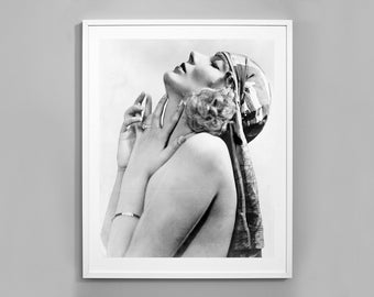 Vintage Flapper Girl Print, Classic Beauty, 1920's, Black and White Vintage Photo, 1929, Museum Quality Photo Art Print