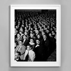 Movie Audience Wearing 3d Glasses Print, Cinema, Spectators, Black and White Photo, Museum Quality Photo Art Print