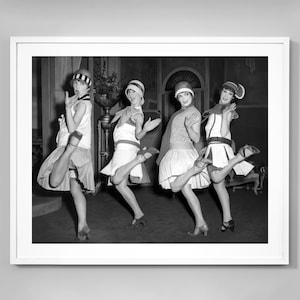 Flapper Girls Dancing The Charleston Print, 1920s Vintage Style, Wall Art, Black and White Photo, Museum Quality Home Decor