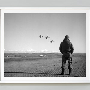 AirForce Pilot Print, Military Veterans Print, Watching Airplanes On Airfield, 1945, US History, Museum Quality Photo Art Print