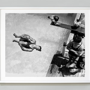 High Dive Print, Swimmer Diving Print, Swimming Pool, 1938, Vintage Black And White Photo, Wall Art, Museum Quality Photo Art Print