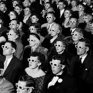 Movie Audience Wearing 3d Glasses Print, Cinema, Spectators, Black and White Photo, Museum Quality Photo Art Print image 3