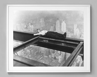 NYC Steel Worker Print, foto in bianco e nero, Radio City, fotografia vintage, stampa di arte fotografica di qualità museale