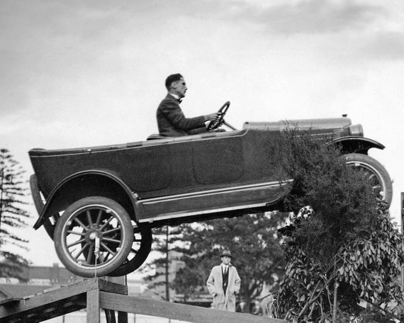Car Jump Stunt Print 1920's Vintage Car Photo Print - Etsy