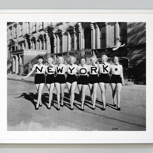 New York Girls Print, Chorus Line Dancers, Vintage Style, Black and White Photo, Museum Quality Wall Art Print