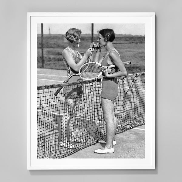 Tennis Girls Smoking Print, Friendship Print, Vintage Style, Vintage Sports, Fashion, Black and White Photo, Museum Quality Photo Art Print