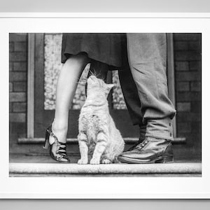 Cat Lovers Print, Animal Lovers, Couples In Love, Vintage Style, Black and White Photo, Vintage Photo, Museum Quality Photo Art Print