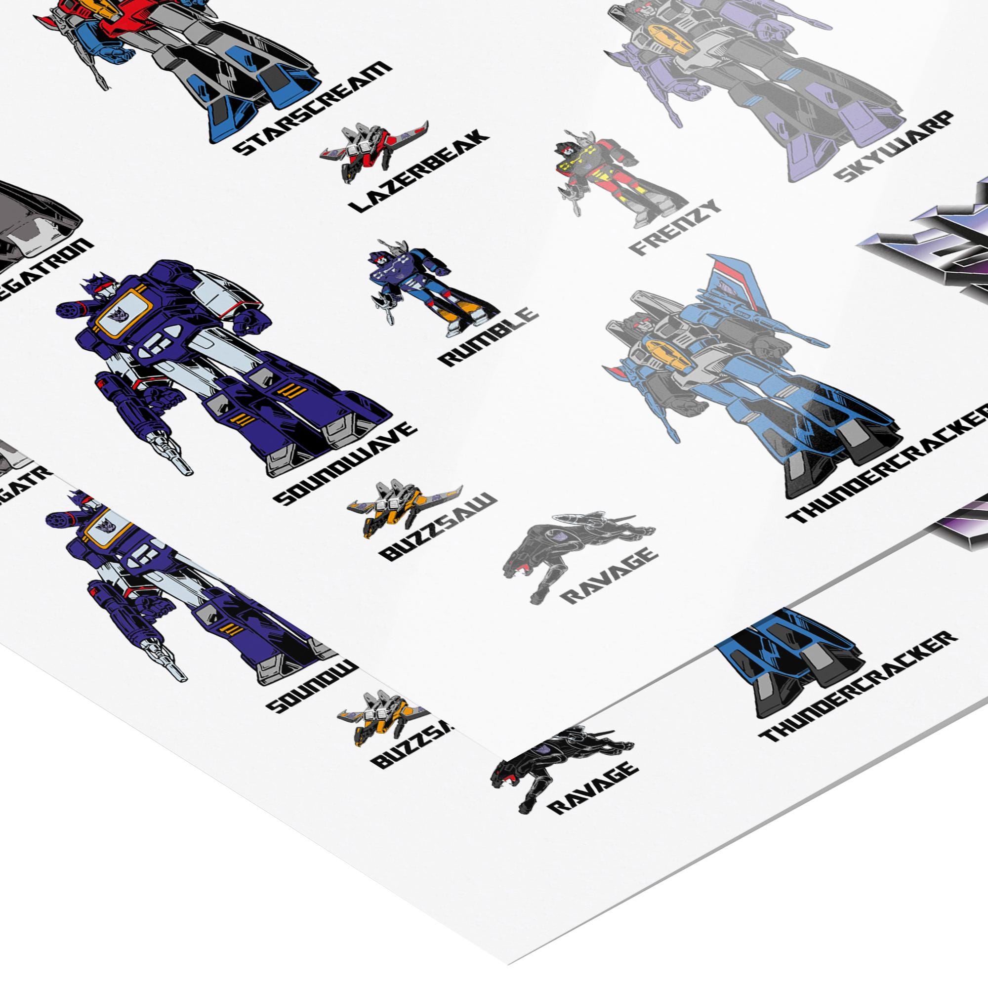 Transformers - Generation 1 Decepticons Art Print, Retro Cartoon Wall ...