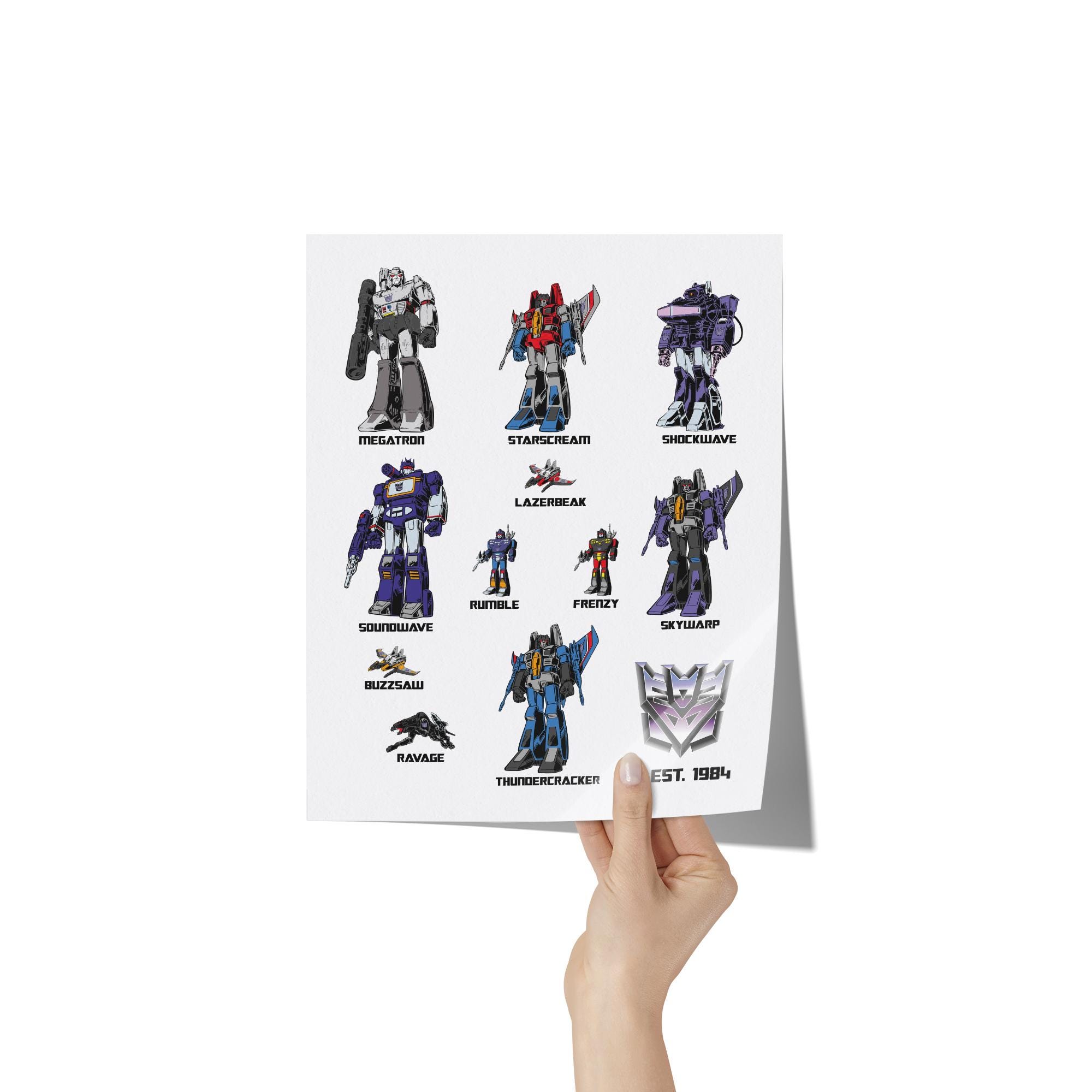 Transformers - Generation 1 Decepticons Art Print, Retro Cartoon Wall ...