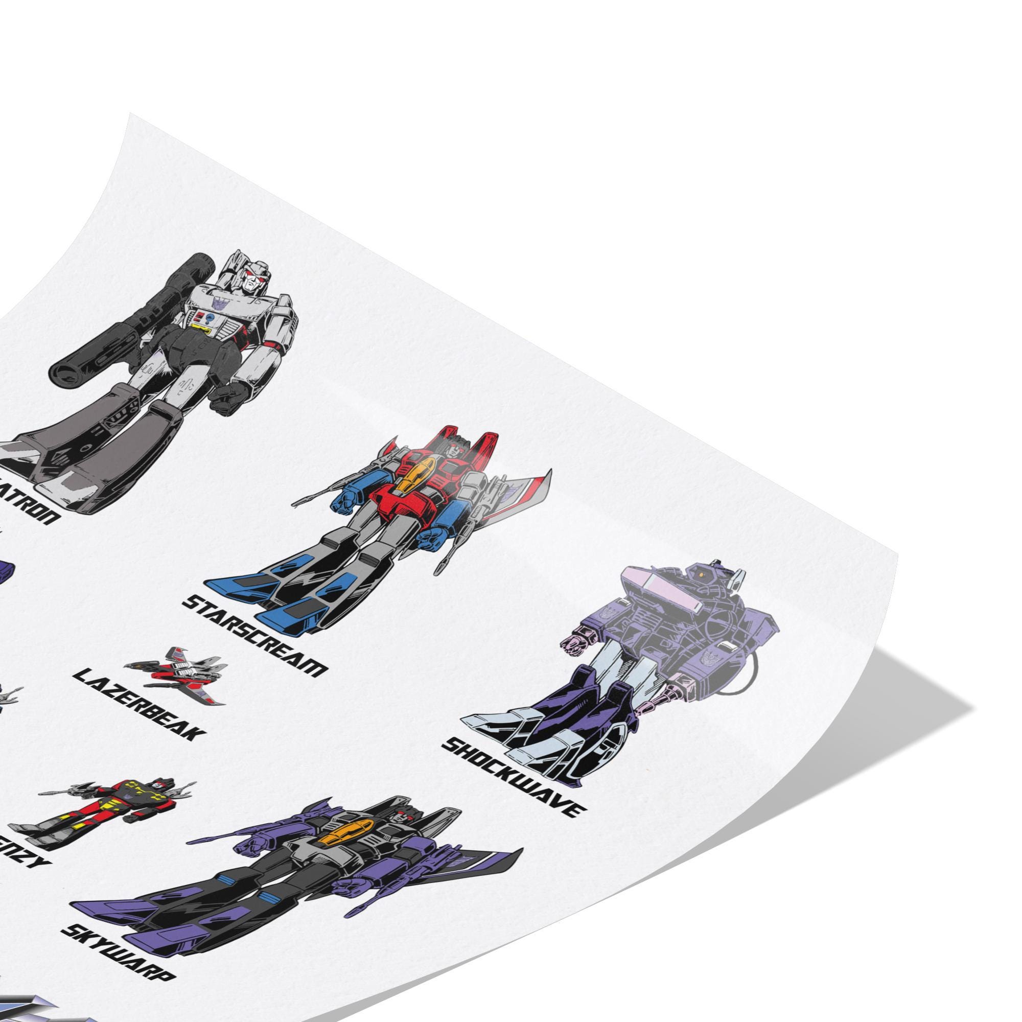 Transformers - Generation 1 Decepticons Art Print, Retro Cartoon Wall ...