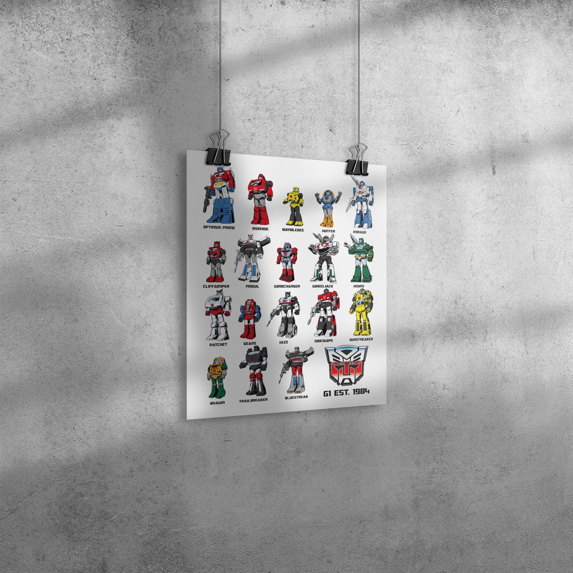 Transformers - Generation 1 Autobots Art Print, Retro Cartoon Wall Art ...