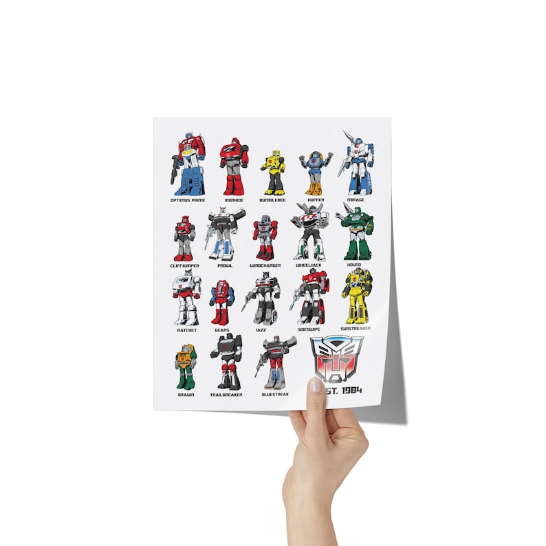 Transformers - Generation 1 Autobots Art Print, Retro Cartoon Wall Art ...